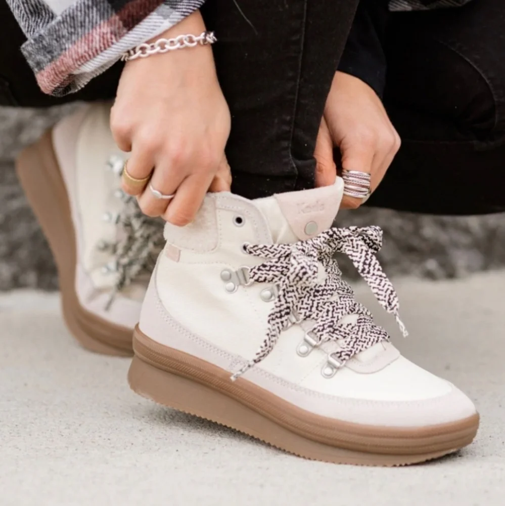 NWOT Keds Luxe Leather w/ Faux Shearling and Thinsulate Midland Wedge Msrp $130